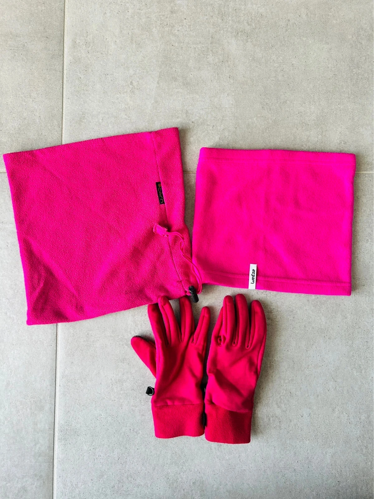 Cache cou et gants rose Wed'ze